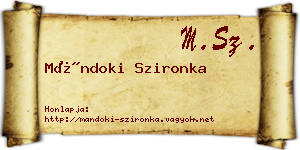 Mándoki Szironka névjegykártya